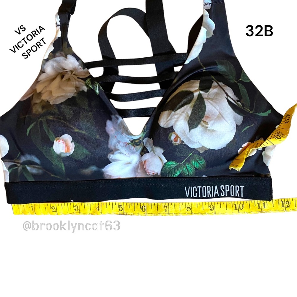 Victorias Secret Lightweight Sport Bra Floral Black 32B - Picture 7 of 10